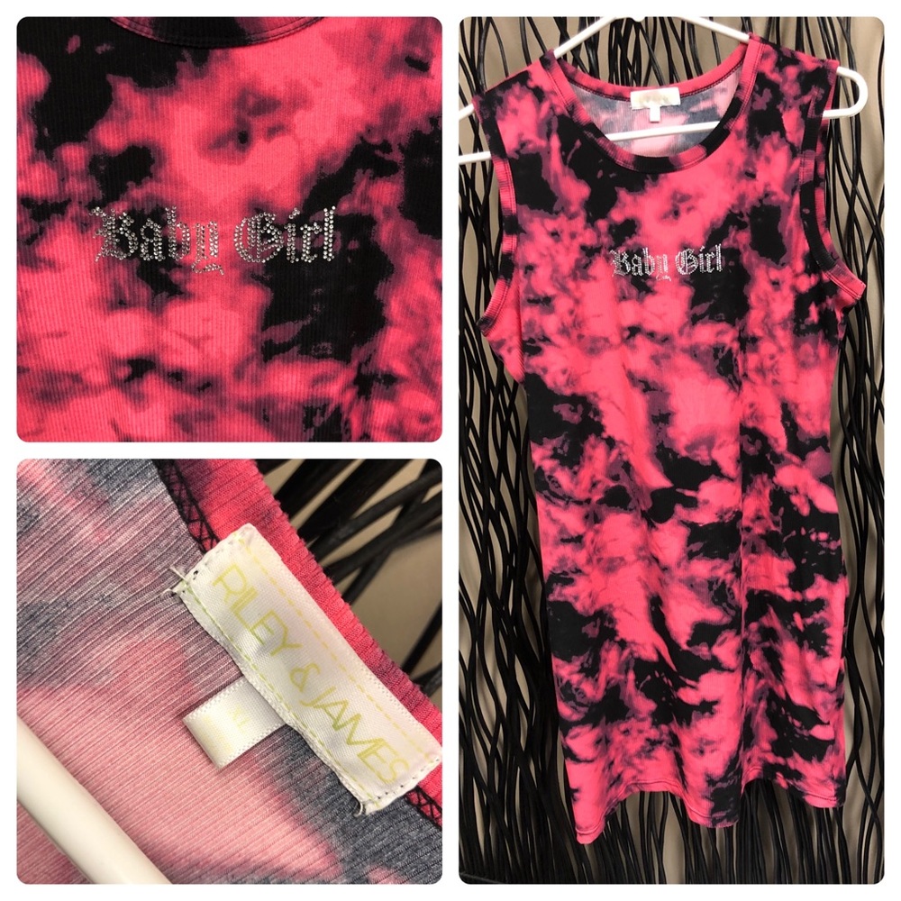 LIKE NEW PinkBlack TieDye Dress!